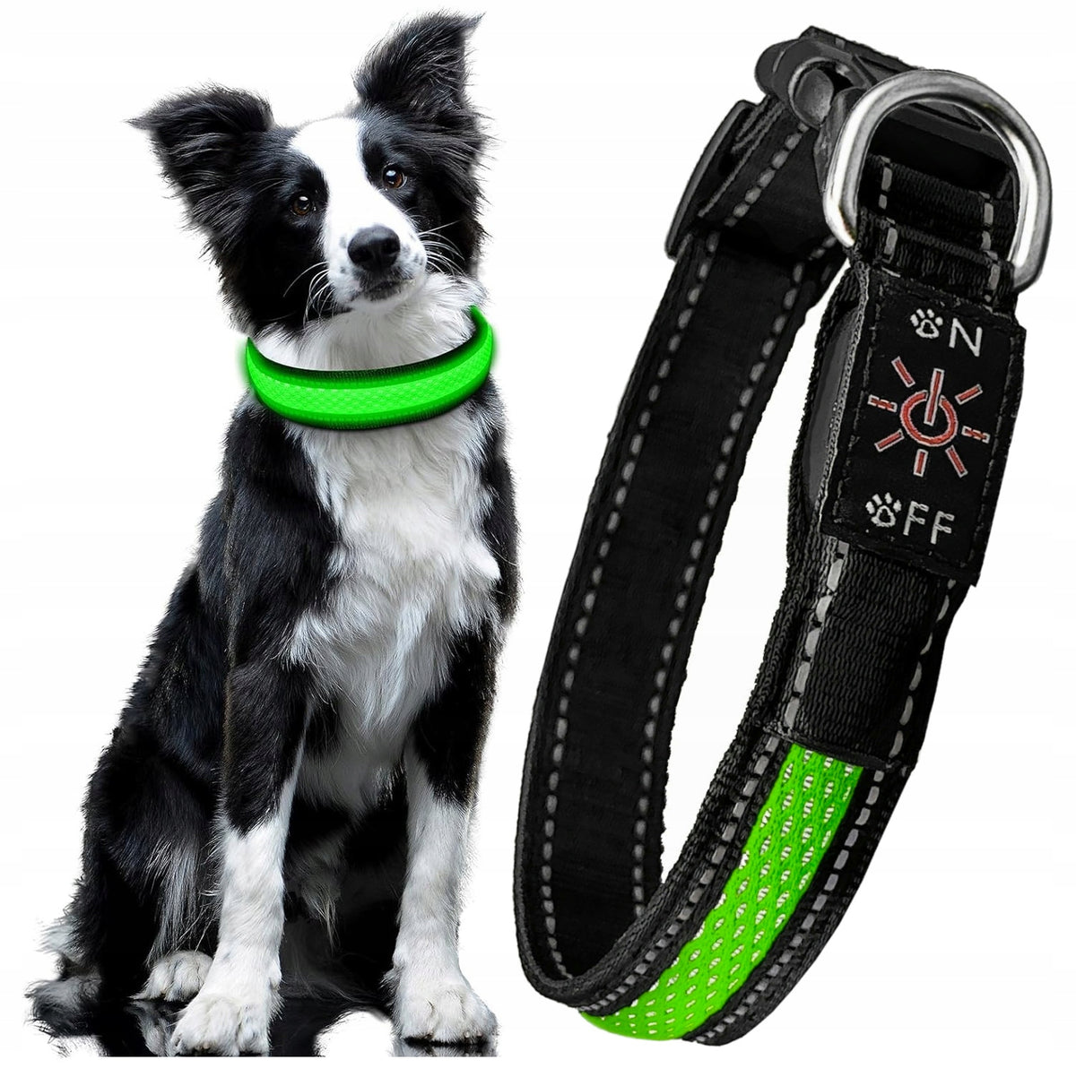 DOG COLLAR GLOWING LED ADJUSTABLE USB waterproof STRONG SOLID 60cm Manufacturer code ts12