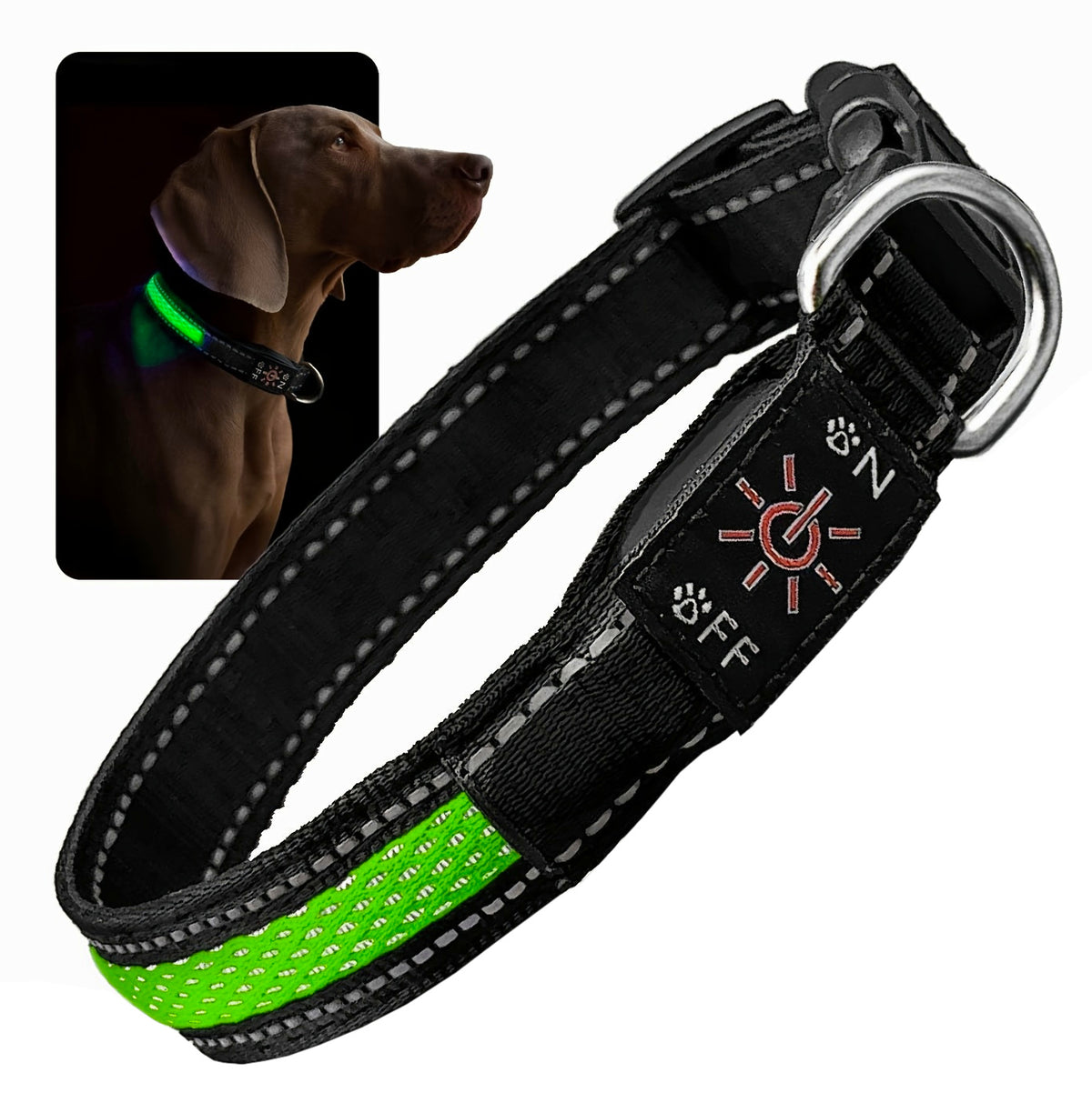 DOG COLLAR GLOWING LED ADJUSTABLE USB waterproof STRONG SOLID 60cm