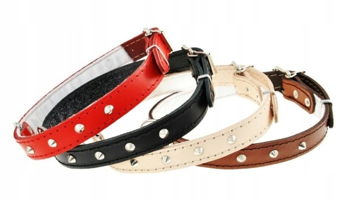 DOG COLLAR LEATHER STUD 22 MM/53 CM DINO $