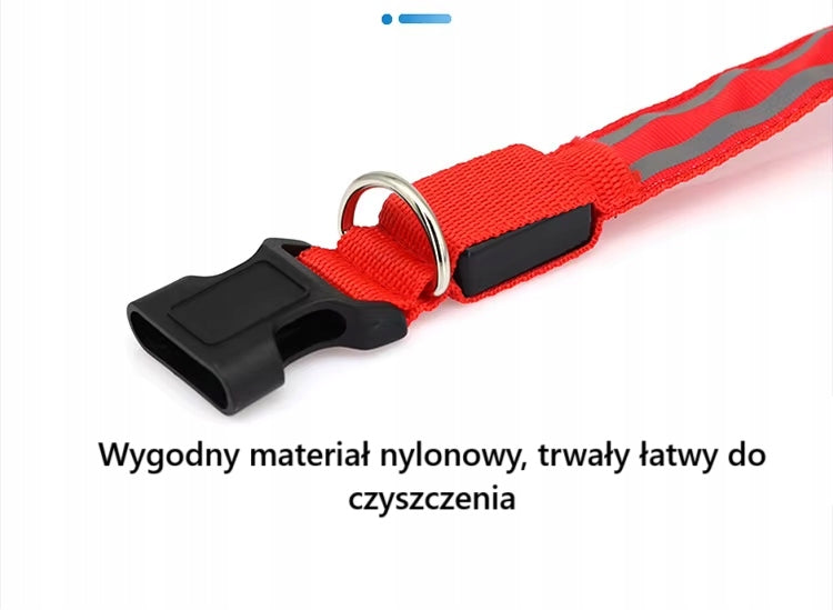 DOG COLLAR LED SIZE S RED ADJUSTABLE SAFETY PROTECTION Manufacturer code Obroża LED