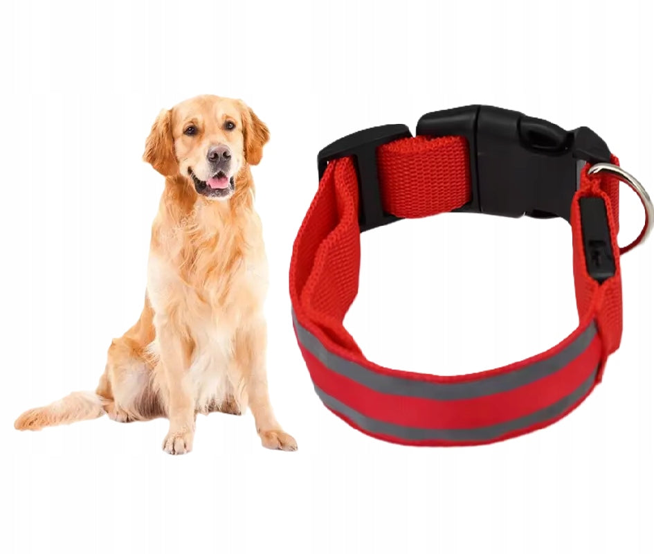 DOG COLLAR LED SIZE S RED ADJUSTABLE SAFETY PROTECTION