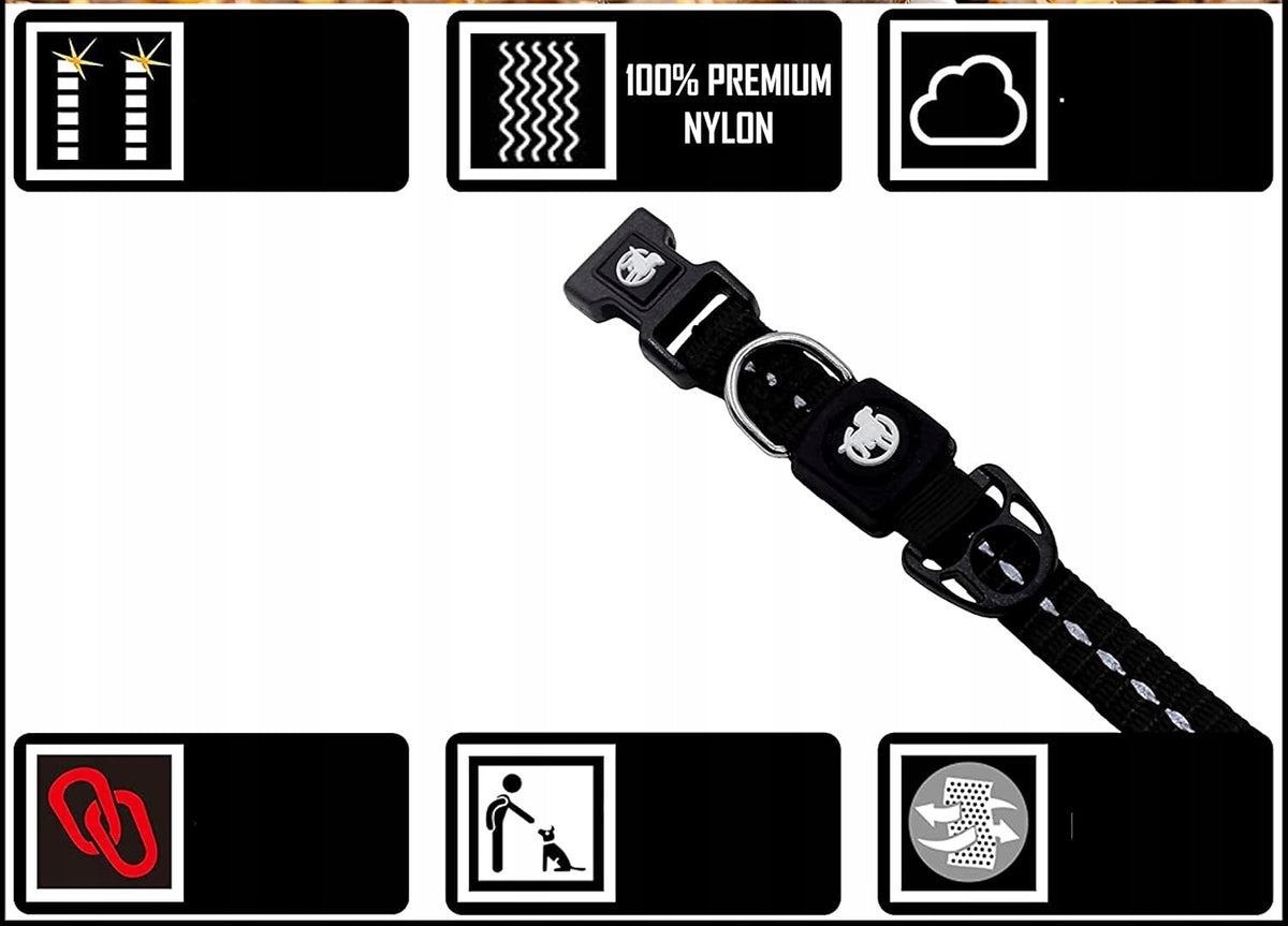 DOG COLLAR REFLECTIVE ADJUSTABLE BLACK SIZE L Brand Ddoxx