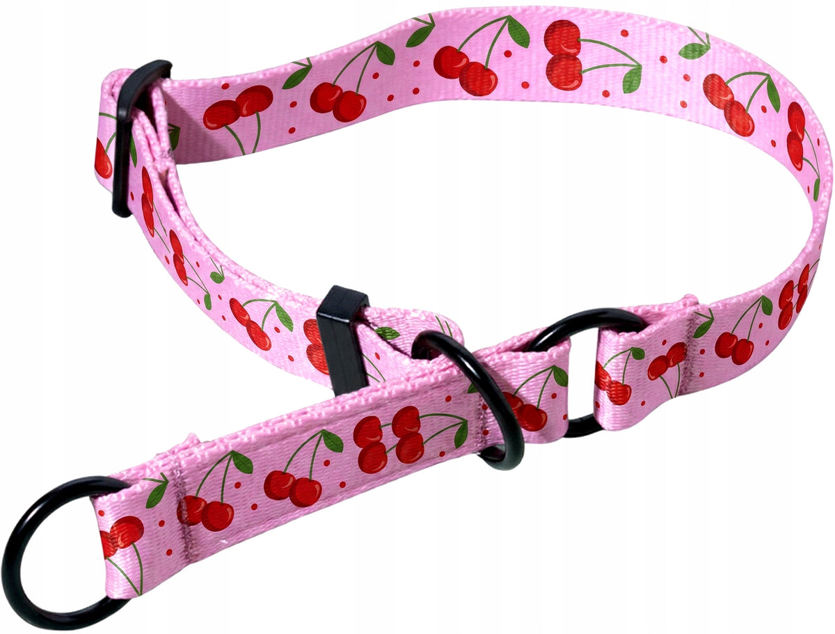 DOG COLLAR SEMI-CLAMP SEMI-CLAMP PINK CHERRIES S 30-45cm tape 2cm