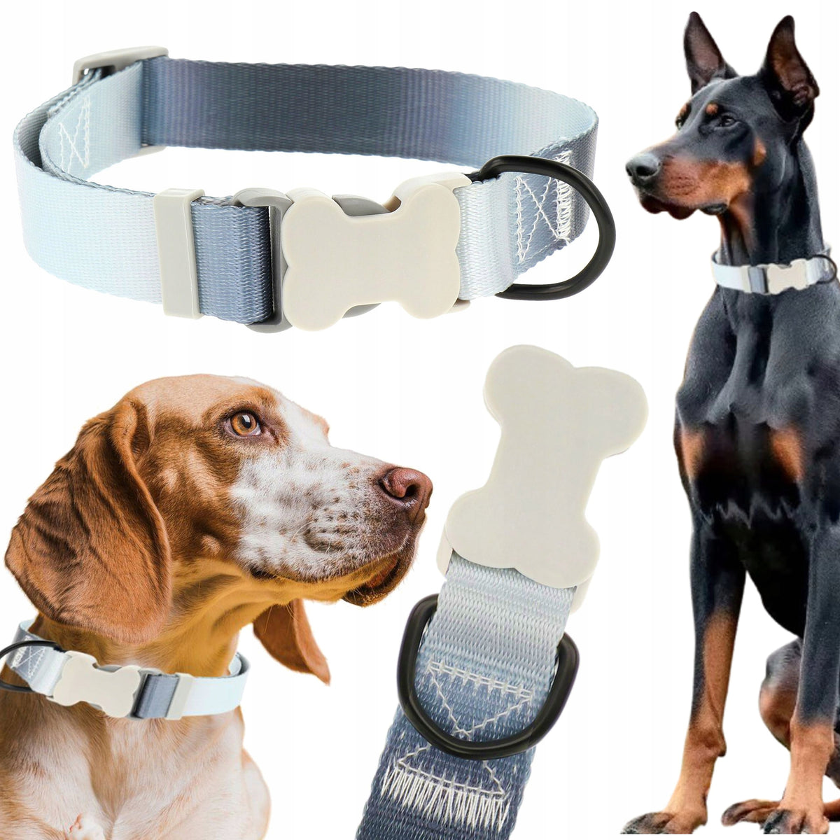 DOG COLLAR SOLID STRONG WEBBING ADJUSTABLE WIDE LARGE DOG BUCKLE