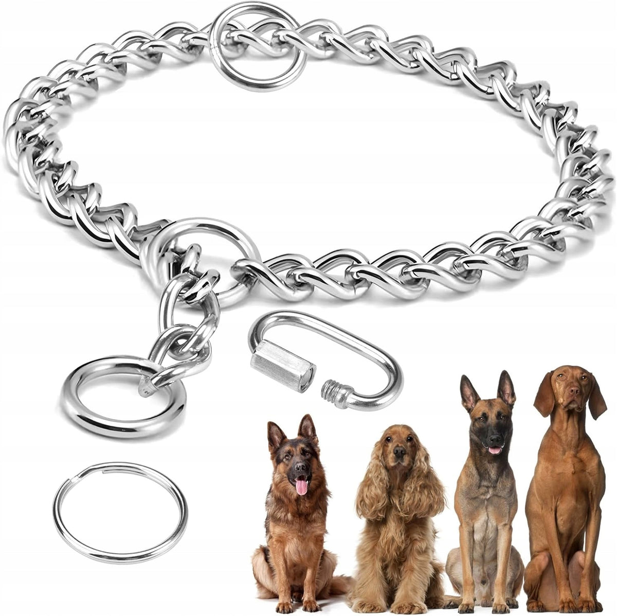 DOG COLLAR STEEL ADJUSTABLE 65 CM WITH CHAIN FOR TRAINING