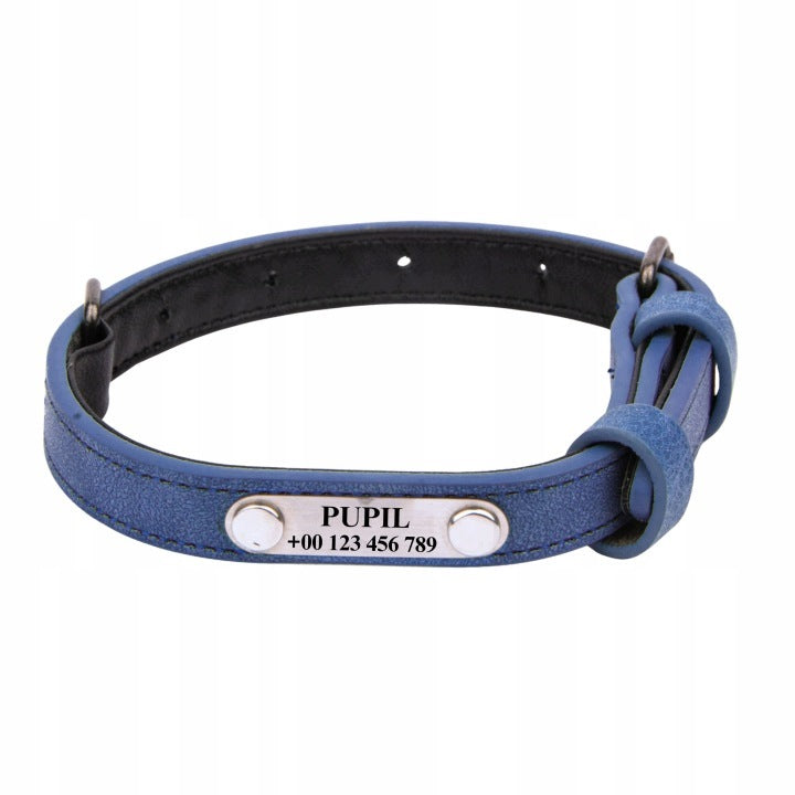 DOG COLLAR WITH ADDRESS CARD AND ENGRAVING – NAME + NUMBER – 40,5 CM S BLUE Manufacturer code 11920-1-G