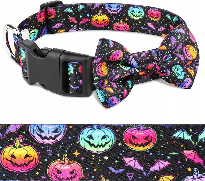 DOG COLLAR WITH BOW SIZE S HALLOWEEN-DYNIE ADJUSTABLE