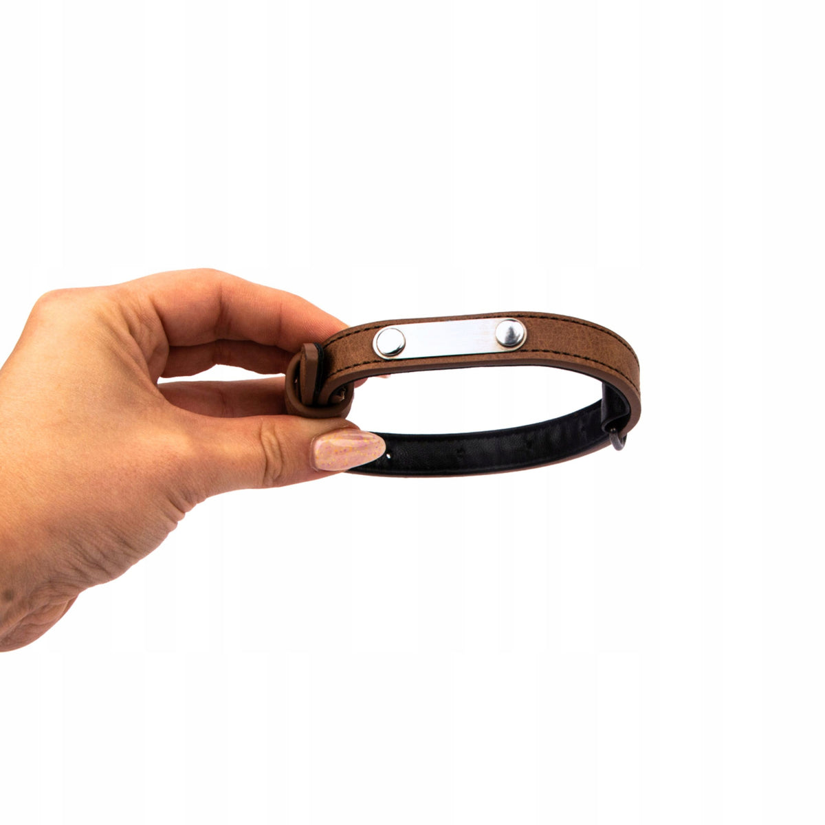 DOG COLLAR WITH ENGRAVING ADDRESS CARD WITH NAME AND NUMBER 40,5 CM S BROWN