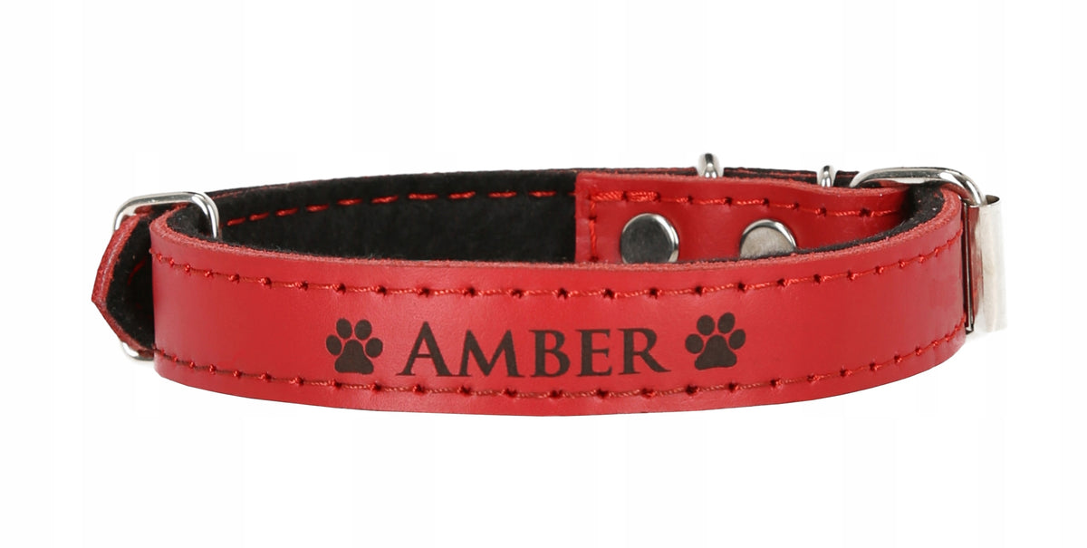 DOG COLLAR WITH NAME ENGRAVING LEATHER 33-41cm Roz M