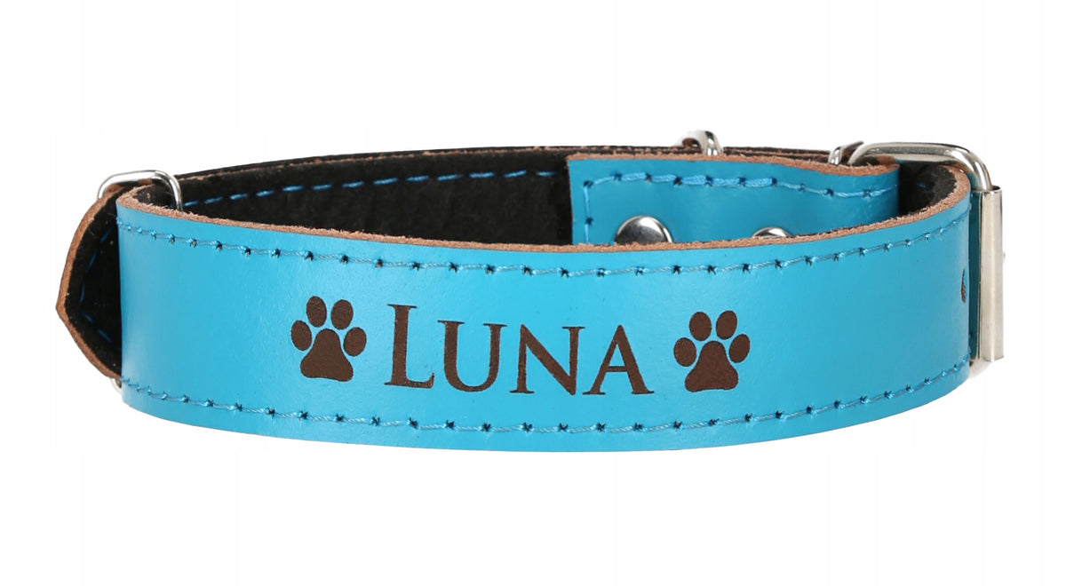 DOG COLLAR WITH NAME ENGRAVING LEATHER FOR BIG DOG 38-48cm
