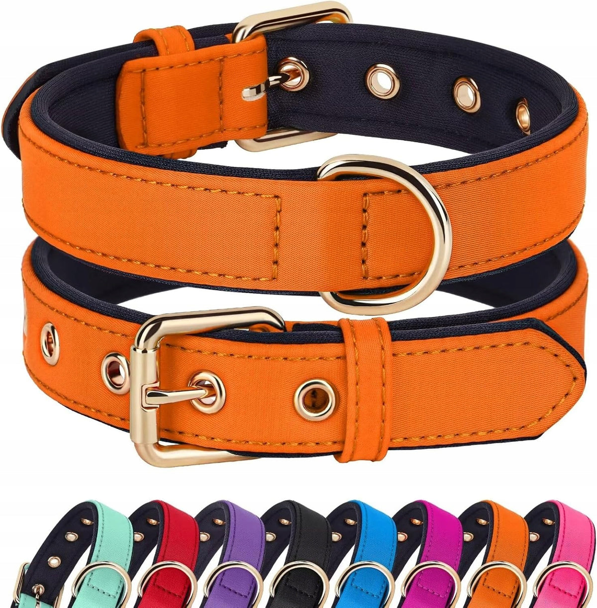 DOG COLLAR WITH SOFT FILLING STRONG WITH METAL BUCKLE DIDOG ORANGE