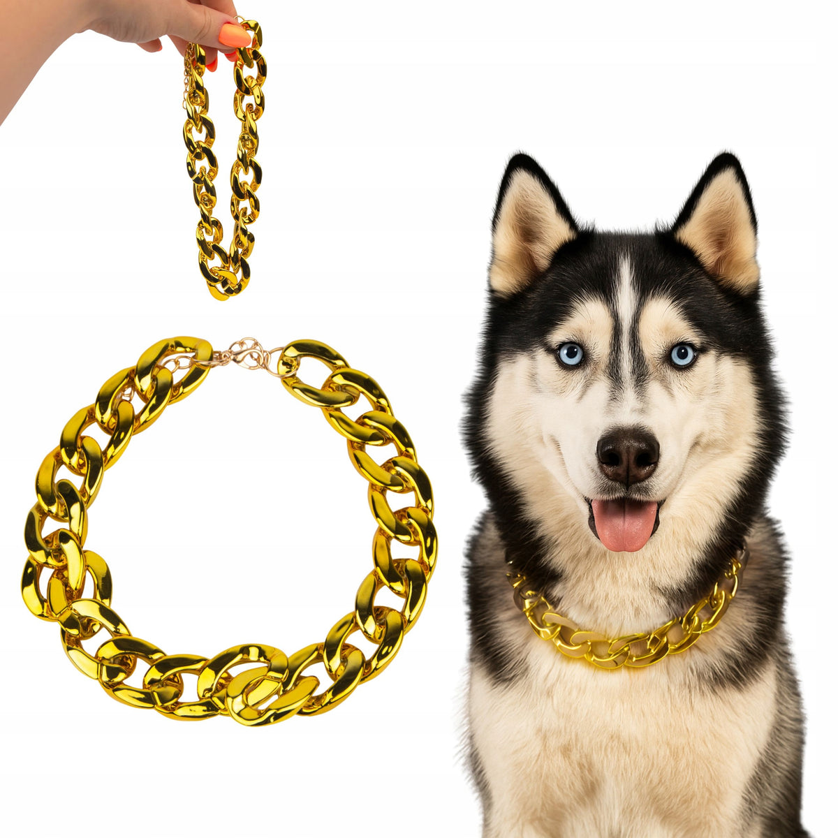DOG COLLAR chain adjustable stylish DECORATIVE shackle 43cm GOLD