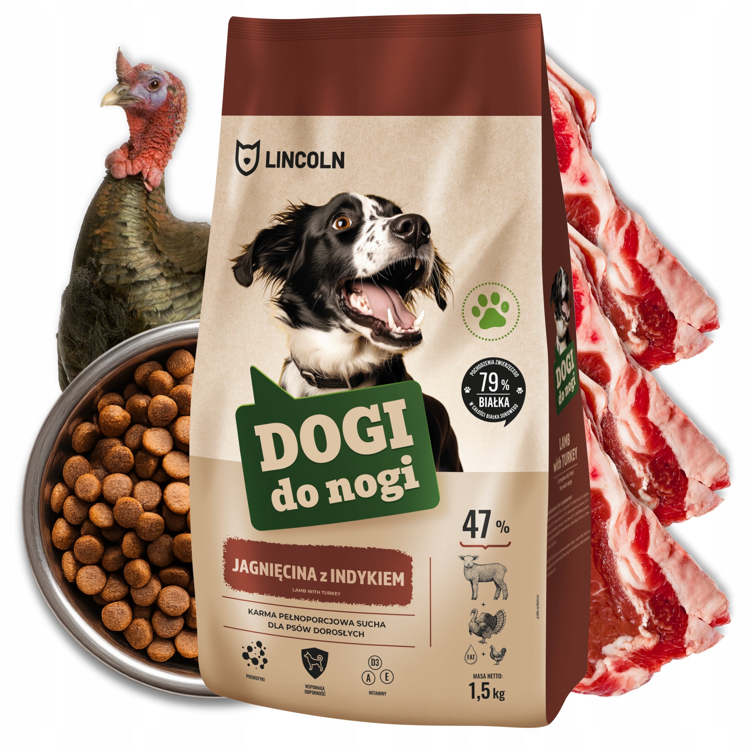 DOG FOOD MEAT 47% LAMB 1,5KG FOR LEG DOG LABRADOR SHEPHERD Packaging status original