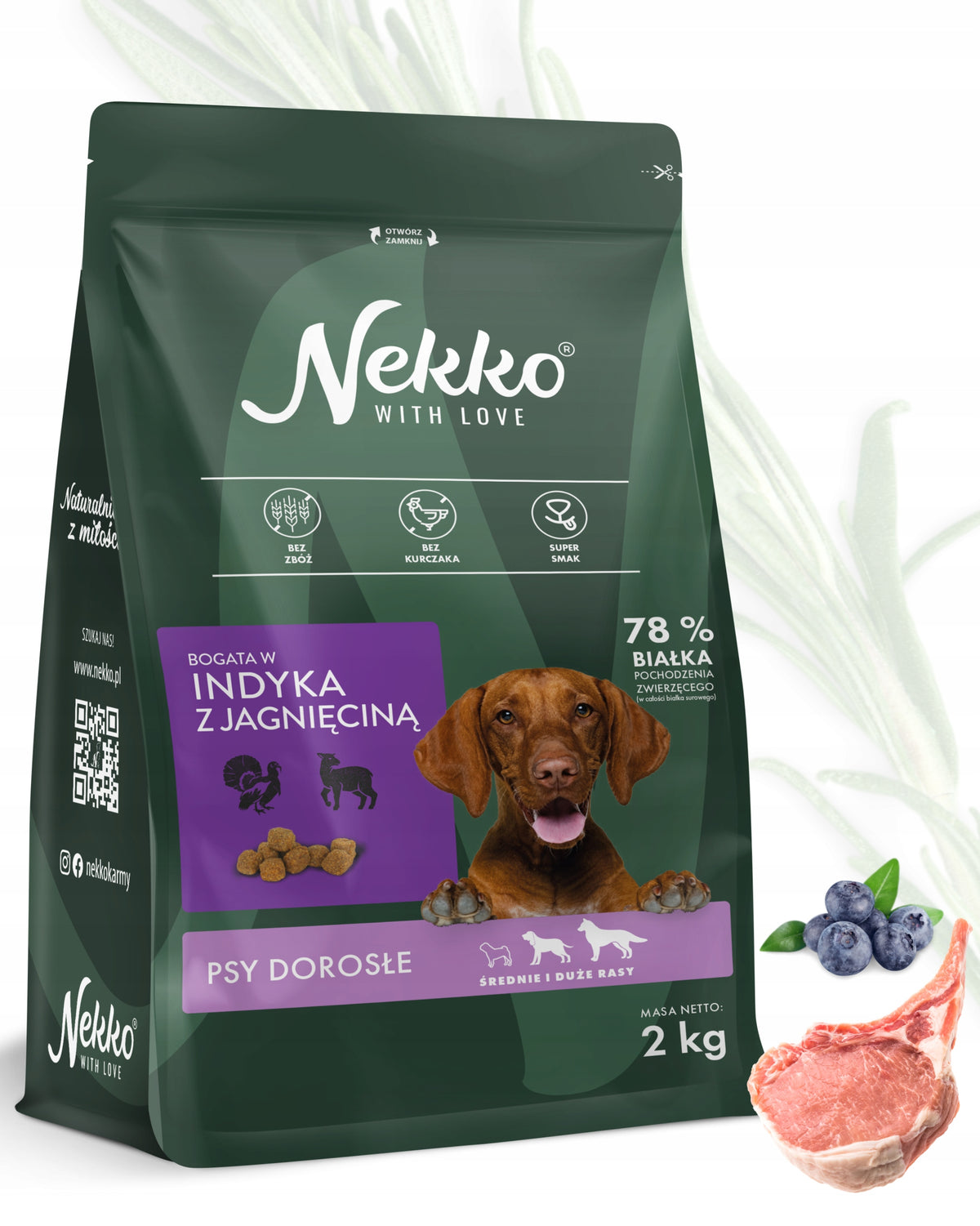 DOG FOOD NEKKO 2KG TURKEY WITH LAMB