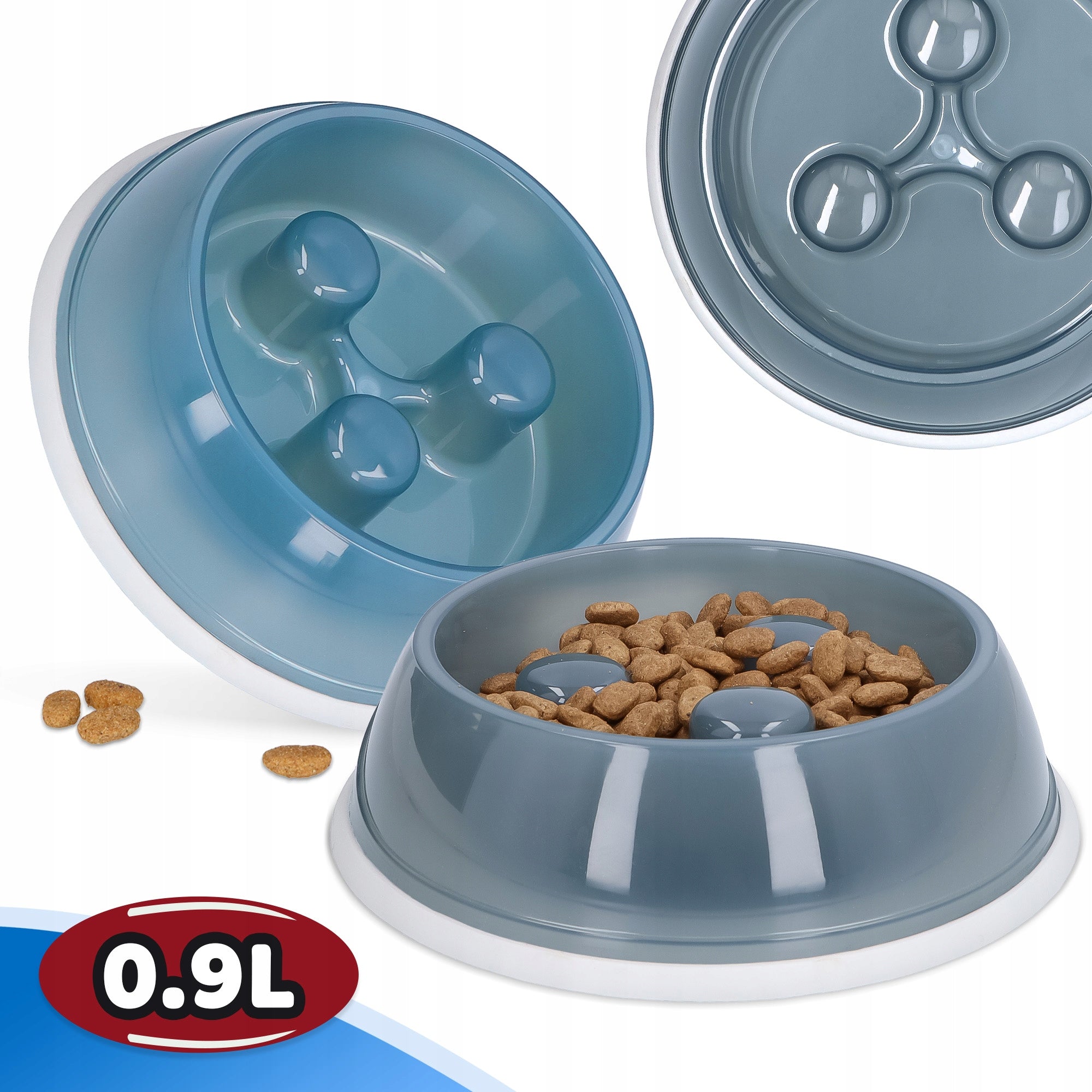 DOG FOOD SLOWING BOWL 0,9 l Plastic ANTI-SLIP PROTRUSION F8
