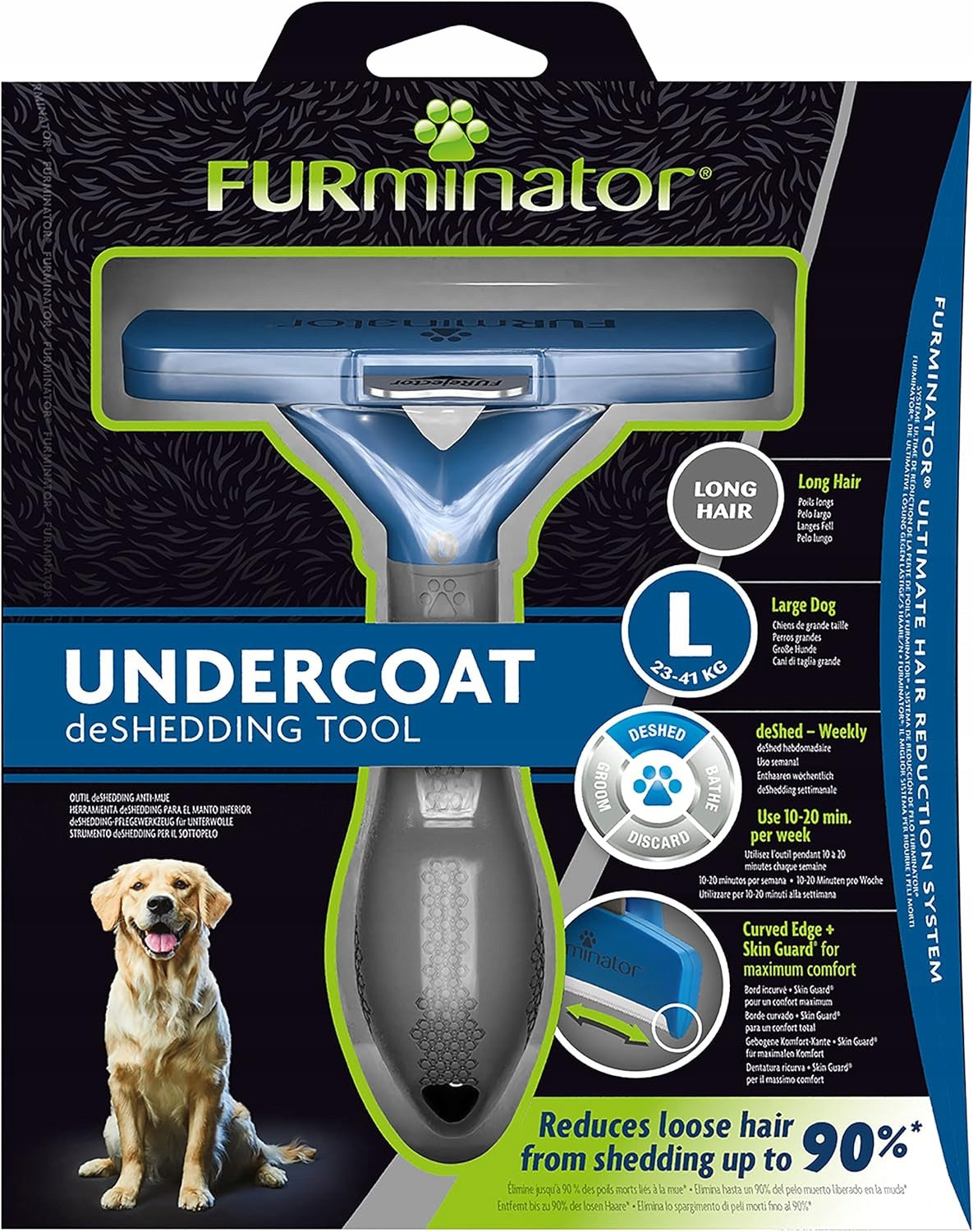 DOG HAIR BRUSH TRIMMER FOR UNDERCOAT REDUCTION MOLTING SIZE L Packaging status original