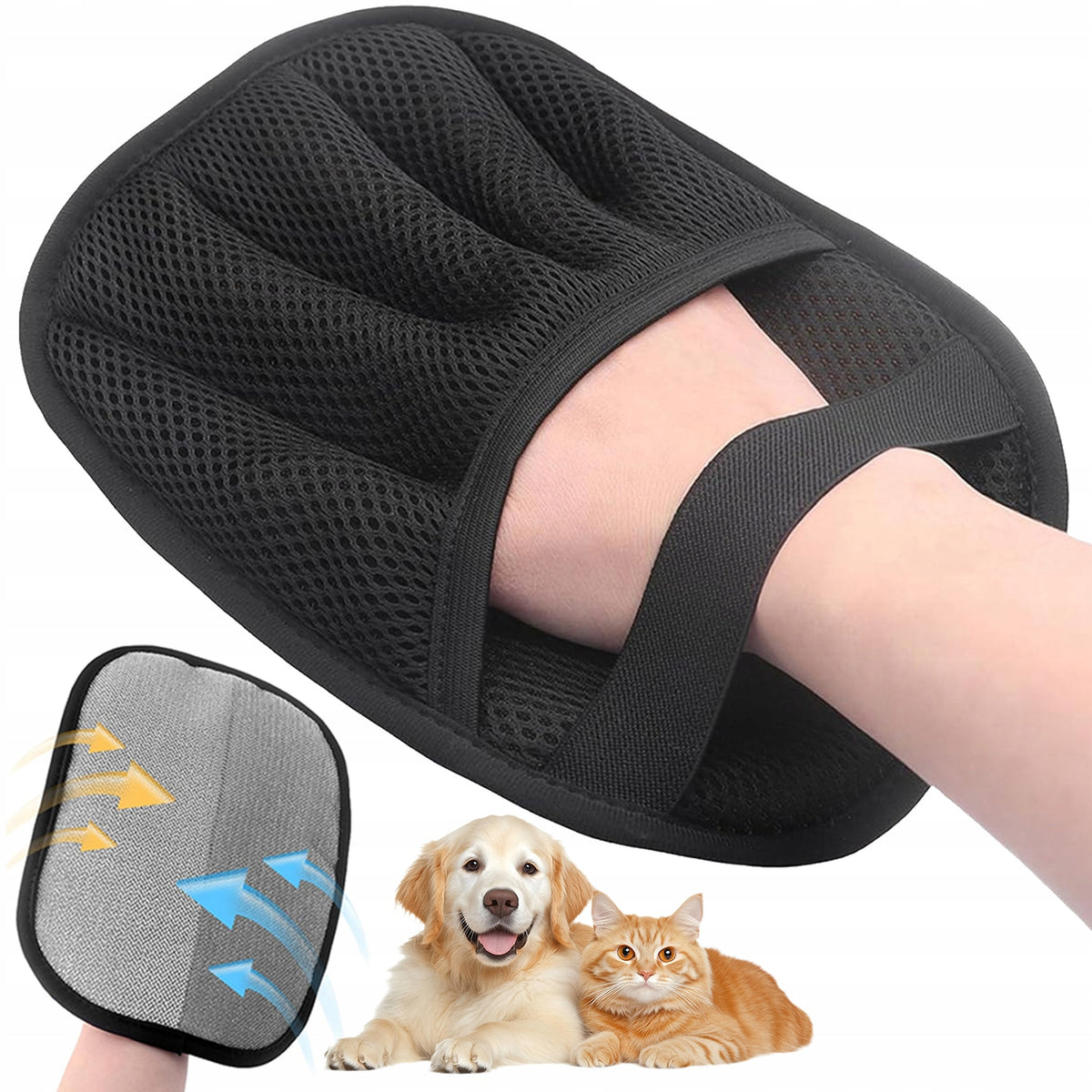 DOG HAIR CARE GLOVE AND CAT COLLECTS BLACK HAIR