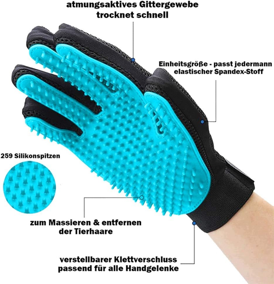 DOG HAIR CARE GLOVE CAT HORSE LIGHT BLUE