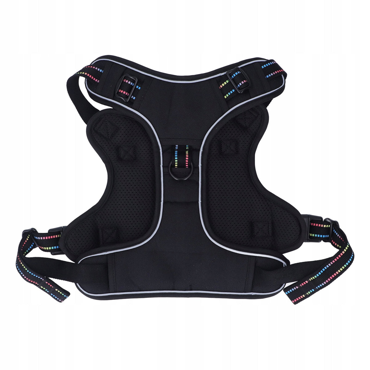 DOG HARNESS BACKPACK FLUORESCENT RAINBOW ADJUSTABLE PRESSURE-FREE M