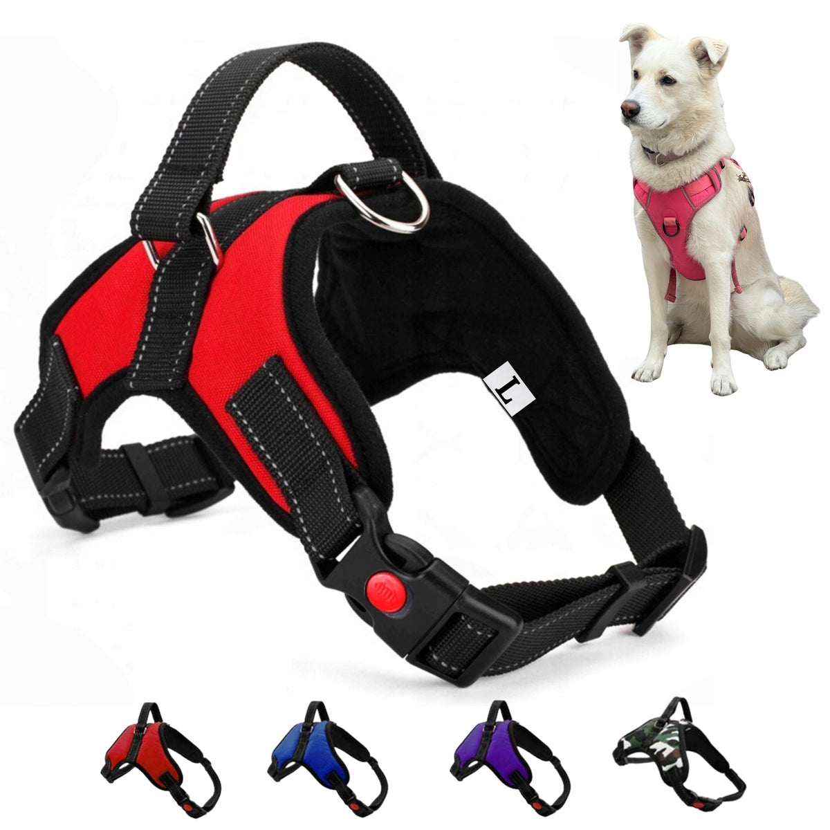 DOG HARNESS CAT ANIMALS PRESSURE-FREE LIGHTWEIGHT ADJUSTABLE L 65-85cm
