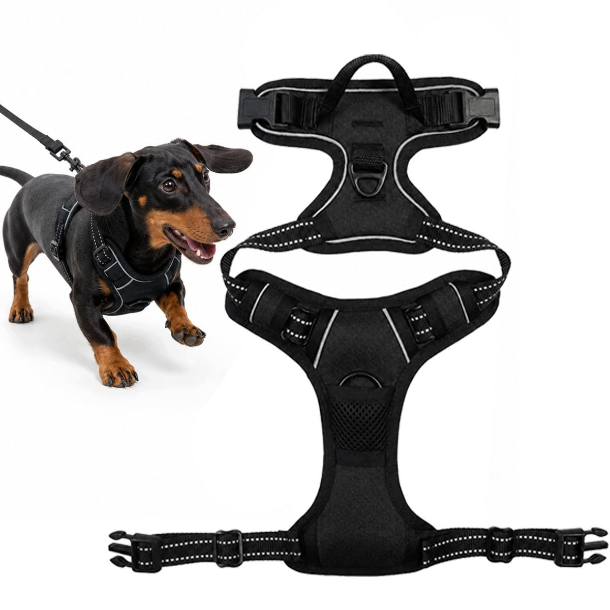 DOG HARNESS GUARD ADJUSTABLE PRESSURE-FREE FOR LARGE DOG WITH XL REFLECTIVE