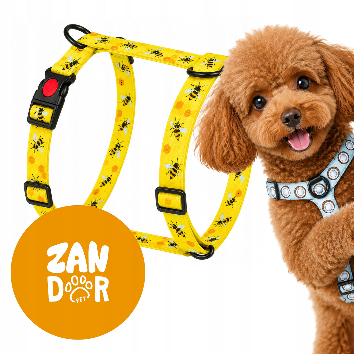 DOG HARNESS GUARD ADJUSTABLE SOLID COLORED 25 mm L ZANDOR BEE