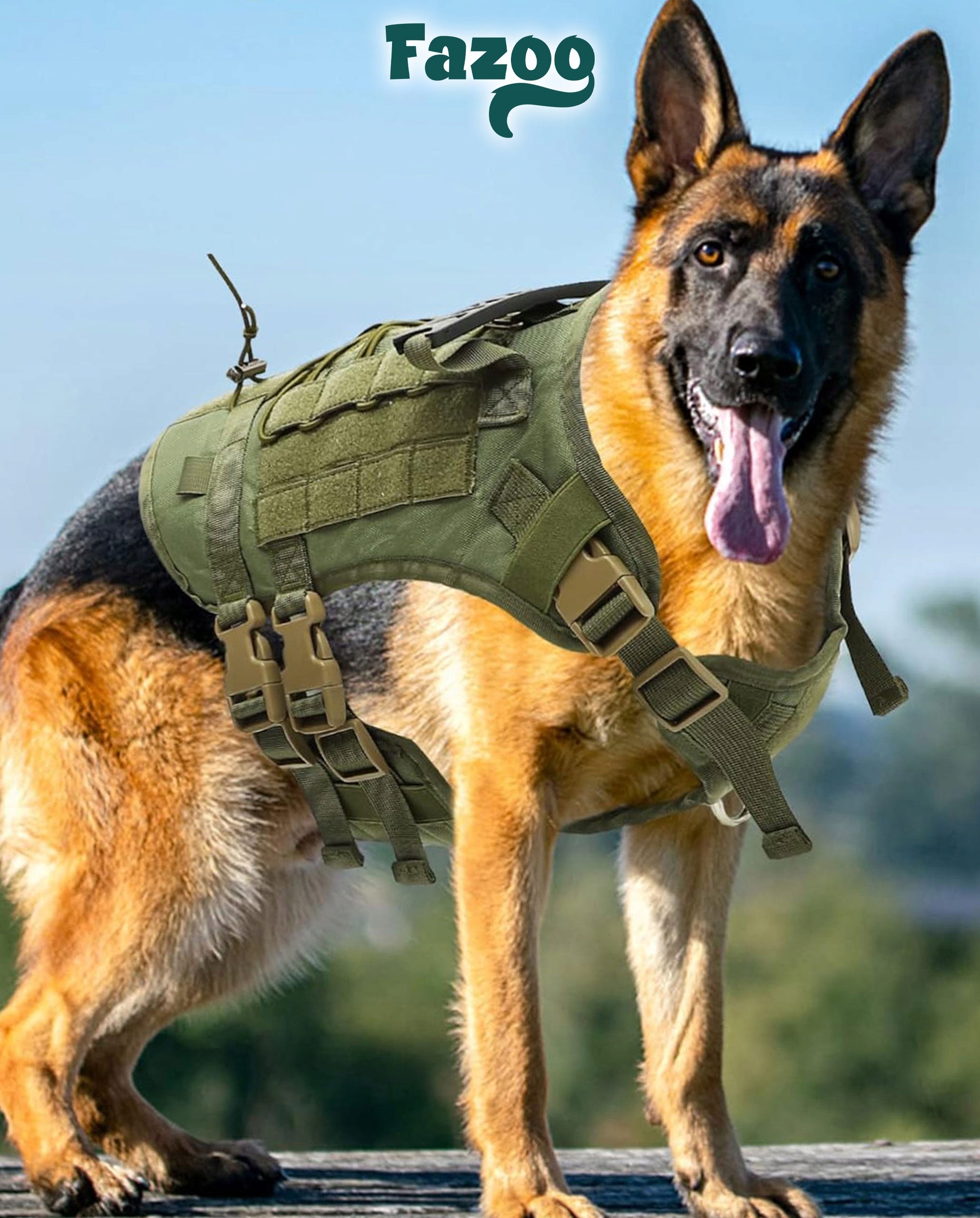 DOG HARNESS GUARD with Lanyard Strong Tactical Military Lanyard 150cm Green Brand Fazoo