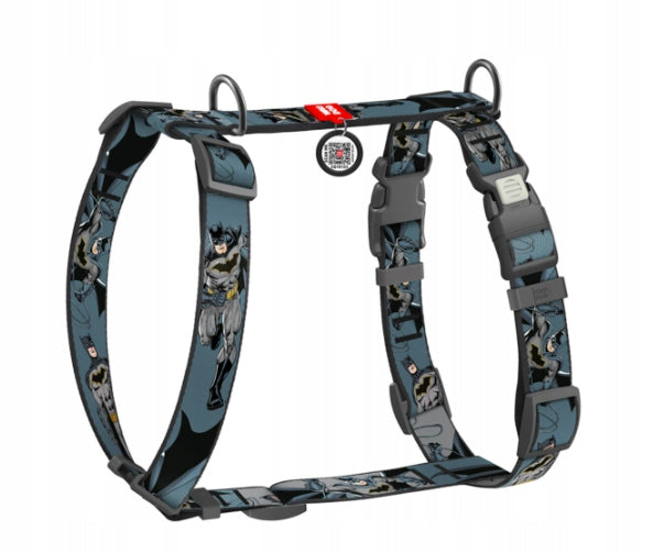 DOG HARNESS L ANATOMICAL 25MM WITH QR-PASSPORT WAUDOG BATMAN