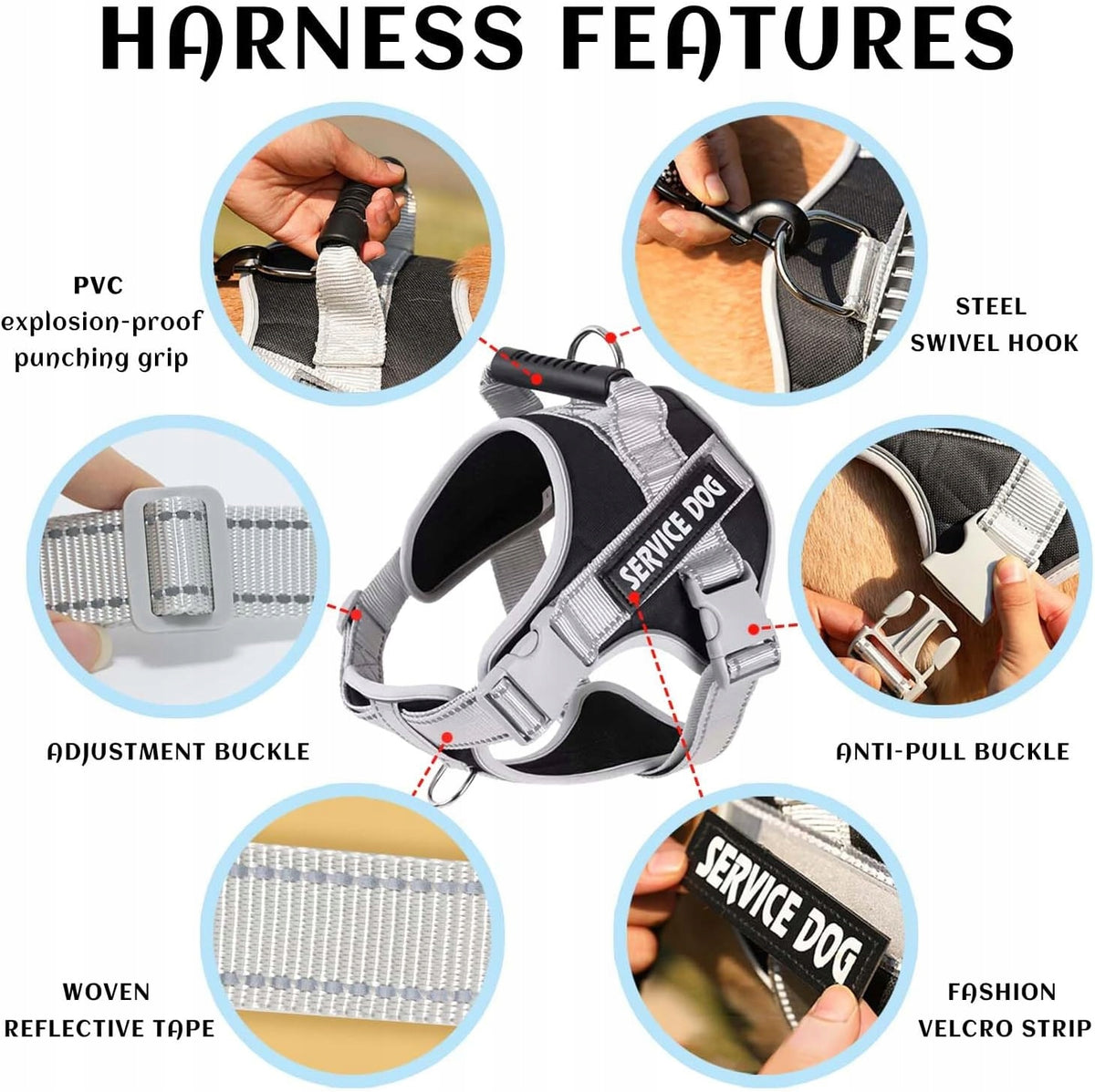 DOG HARNESS M ANTI-PULL BREATHABLE TACTICAL Manufacturer code SZELKI PSA ZAPOBIEGAJĄCE CIĄGNIĘCIU M OD