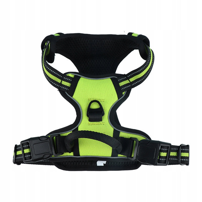 DOG HARNESS PRESSURE-FREE ADJUSTABLE REFLECTIVE SIZE S GREEN