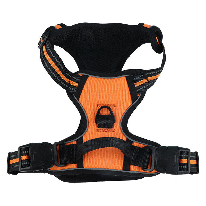 DOG HARNESS PRESSURE-FREE ADJUSTABLE REFLECTIVE SIZE S ORANGE