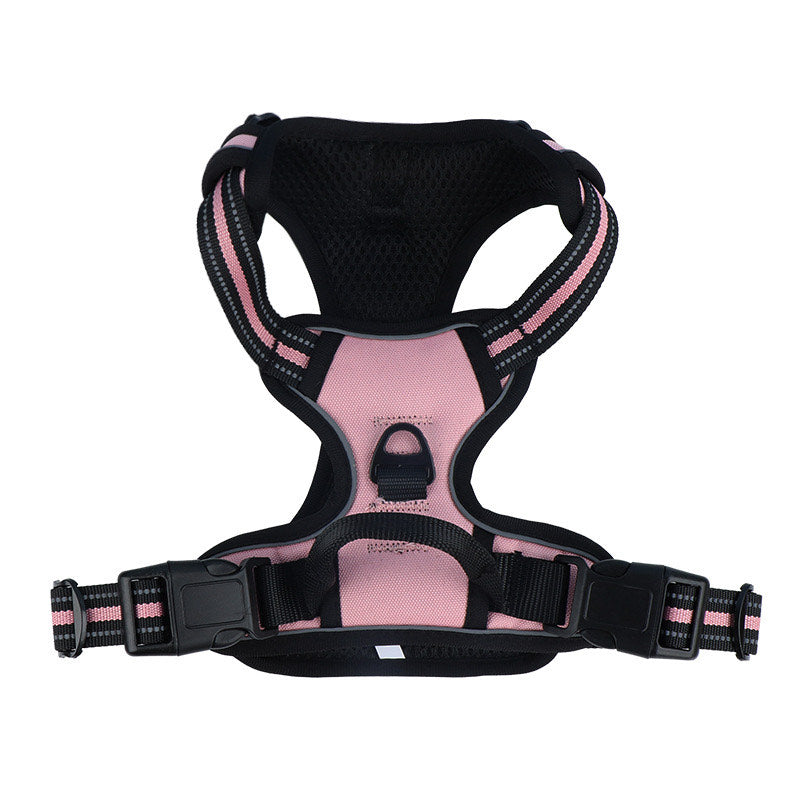 DOG HARNESS PRESSURE-FREE ADJUSTABLE REFLECTIVE SIZE S PINK