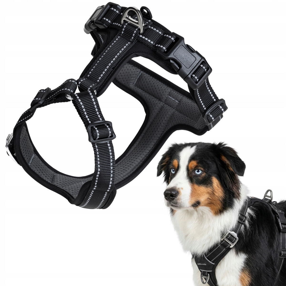 DOG HARNESS PRESSURE-FREE PROFESSIONAL STRONG REFLECTIVE MEDIUM DOG M