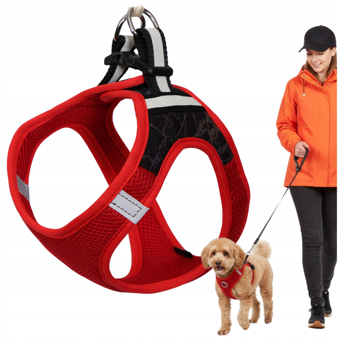 DOG HARNESS PRESSURE-FREE SMALL DOG REFLECTIVE COMFORTABLE r.L Packaging status original