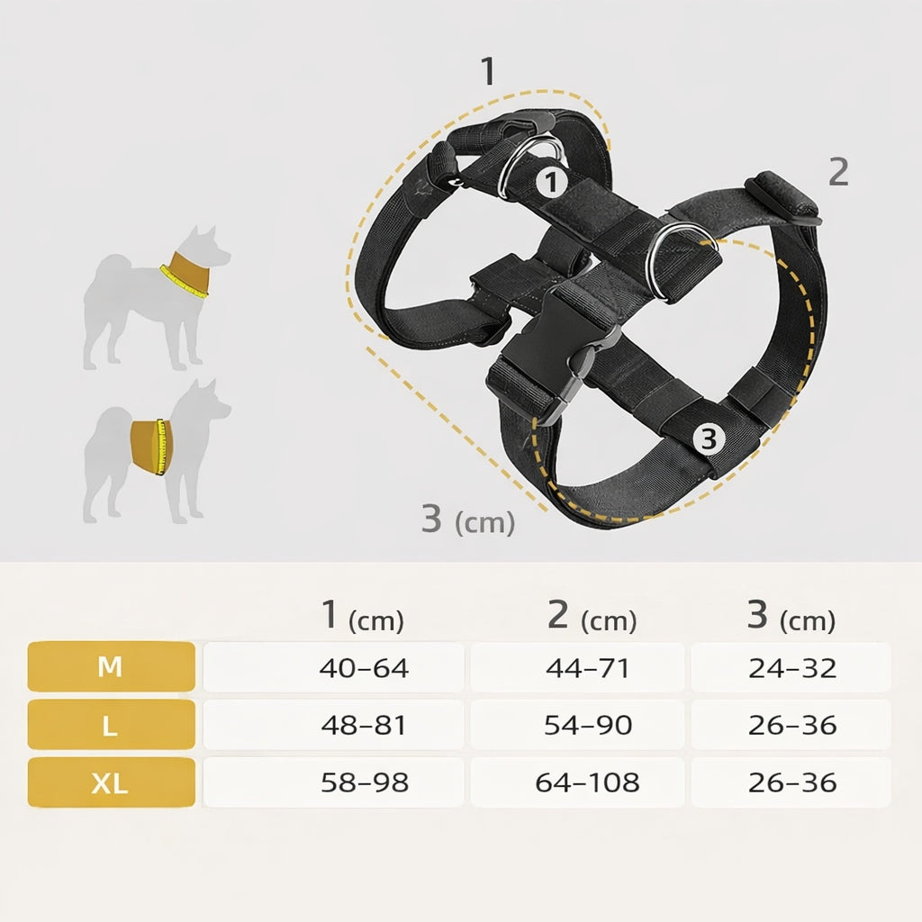 DOG HARNESS PRESSURE-FREE WALKING ADJUSTABLE GUARD SIZE XL Color black