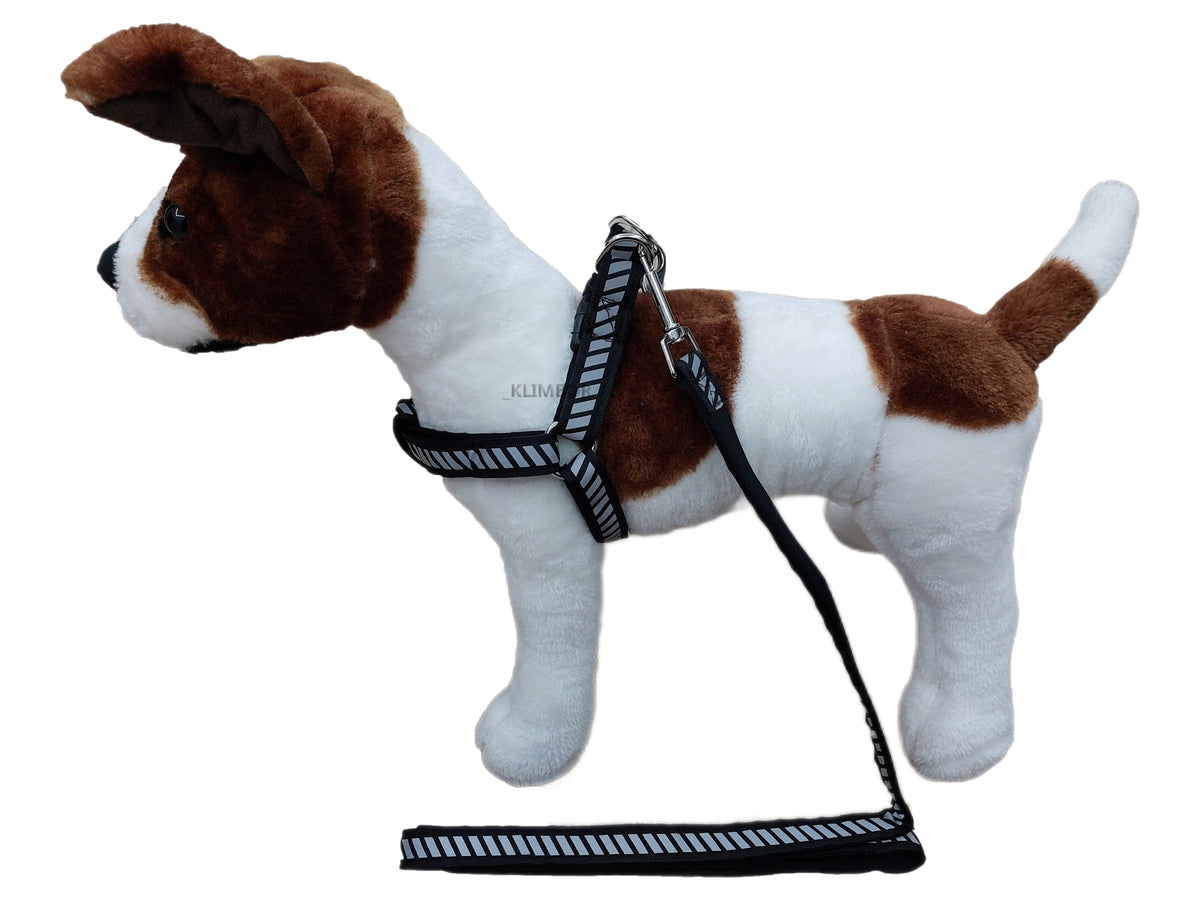 DOG HARNESS REFLECTIVE FOAM HARNESS WITH LEASH S/M ADJUSTABLE