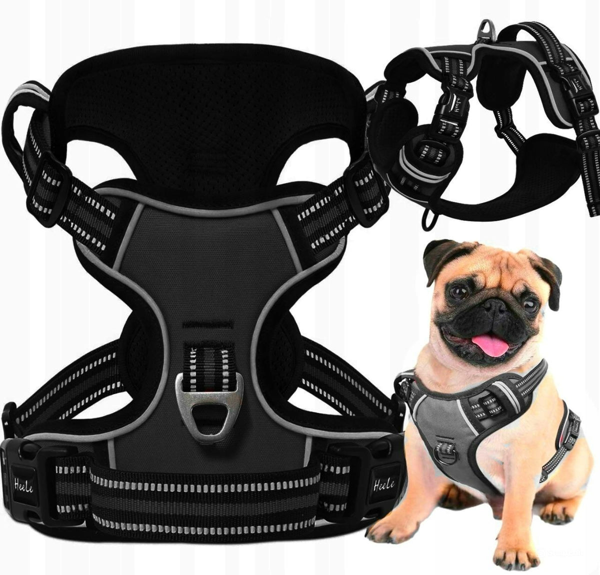 DOG HARNESS STRONG REFLECTIVE ADJUSTABLE PRESSURE-FREE M