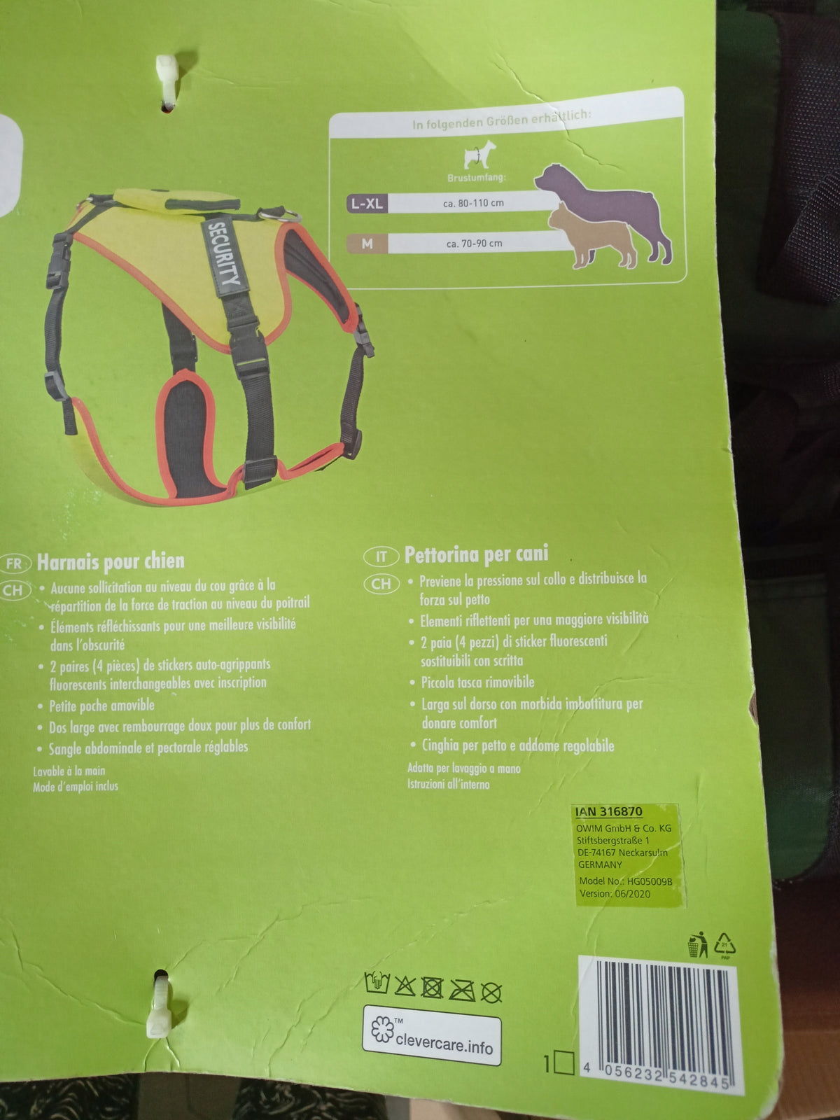 DOG HARNESS STRONG REFLECTIVE LINING L-XL 80-110 Brand ZOOFARI