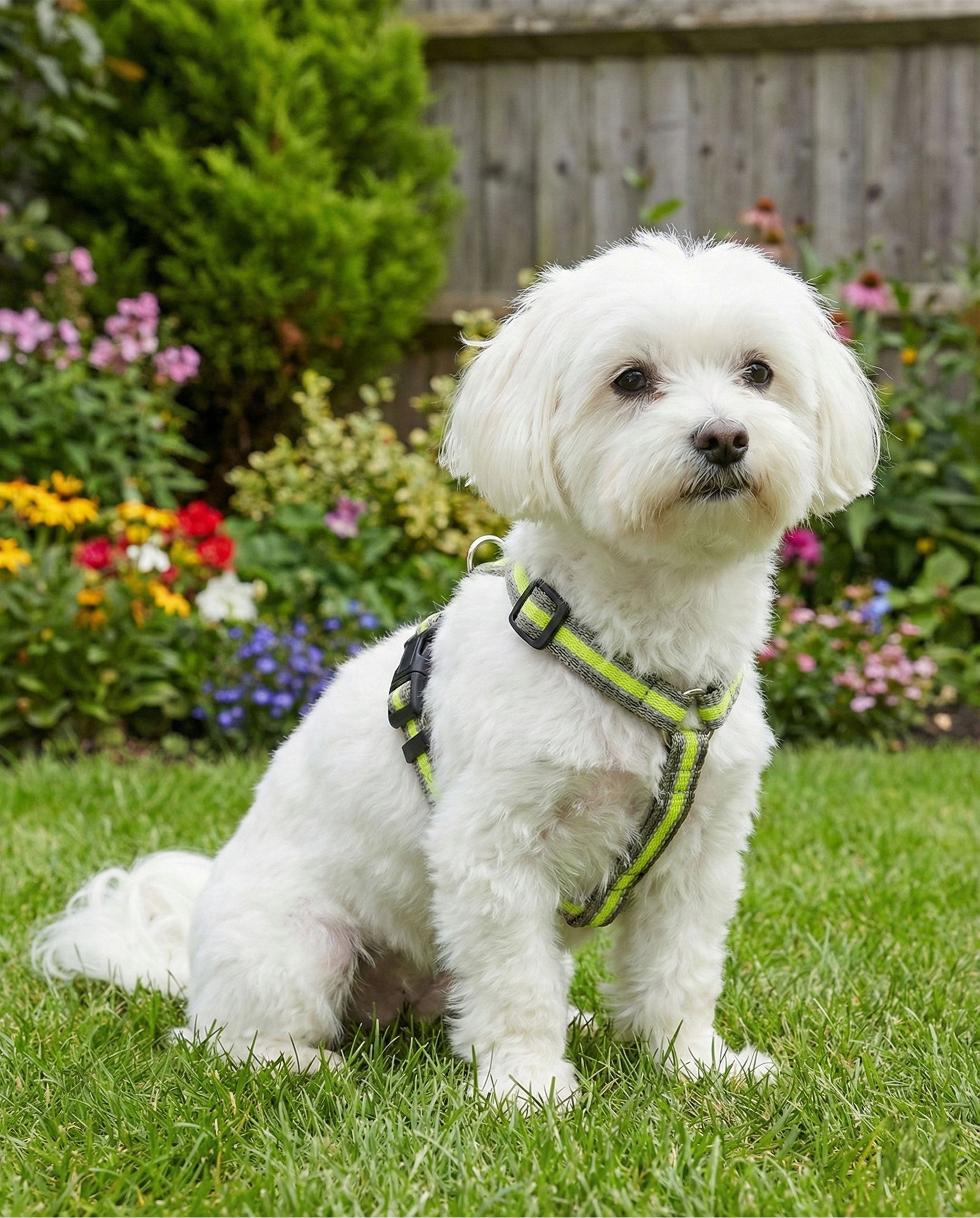 DOG HARNESS Strong Reflective Walking Adjustable Pressure-Free Yellow M/L Dog size medium dog