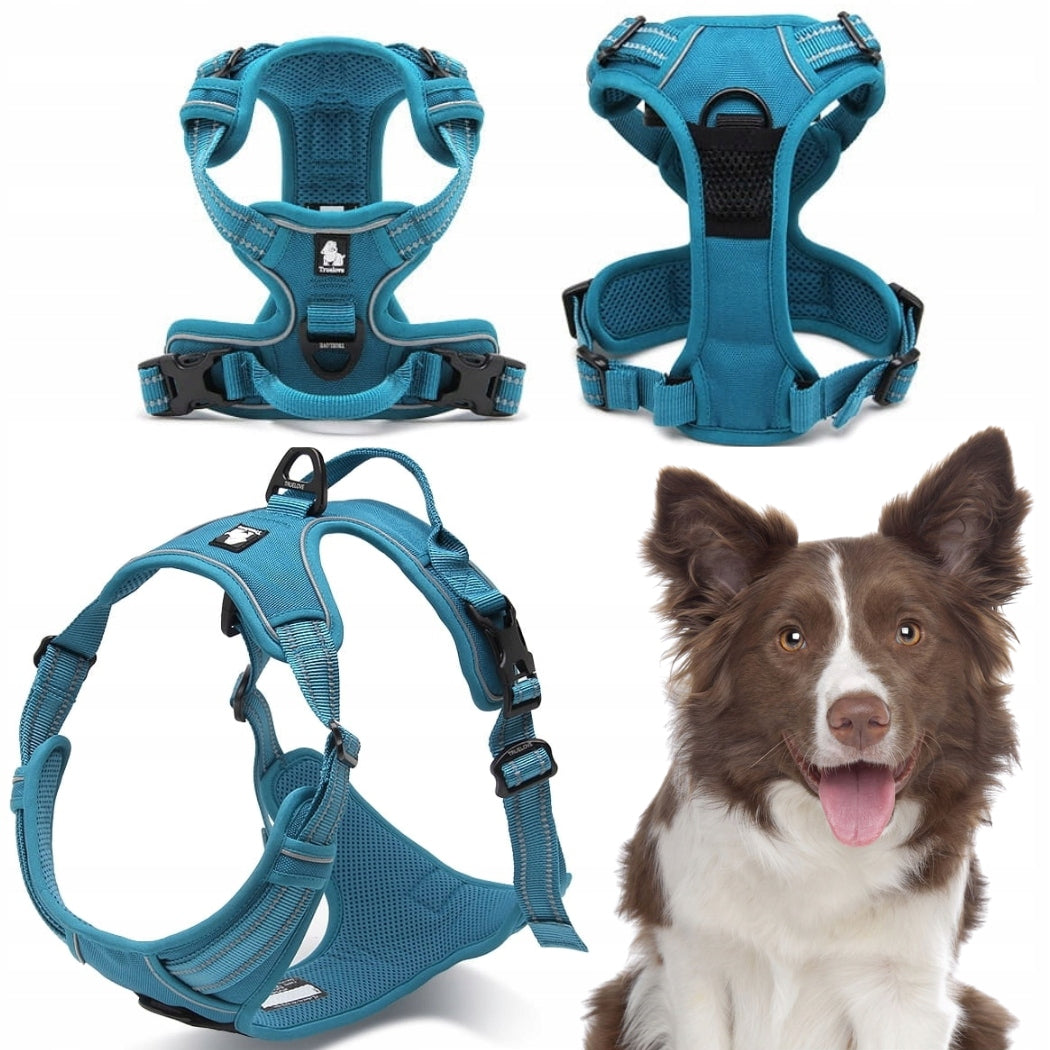 DOG HARNESS TRUELOVE EASY WALK STRONG DURABLE REFLECTIVE BLUE L