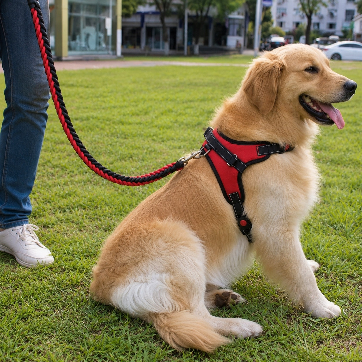 DOG HARNESS WALKING STRONG PRESSURE-FREE COMFORTABLE HANDLE 64-84cm size. L Manufacturer code Szelki spacerowe dla psa L