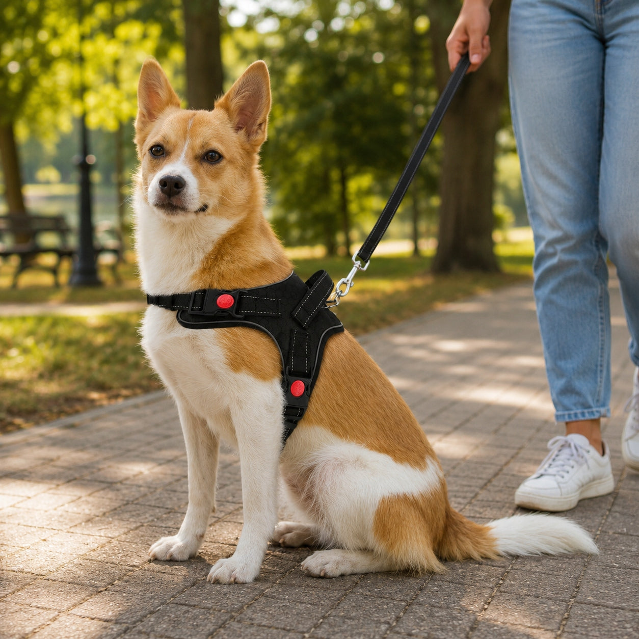 DOG HARNESS WALKING STRONG PRESSURE-FREE COMFORTABLE HANDLE 64-84cm size. L Packaging status original