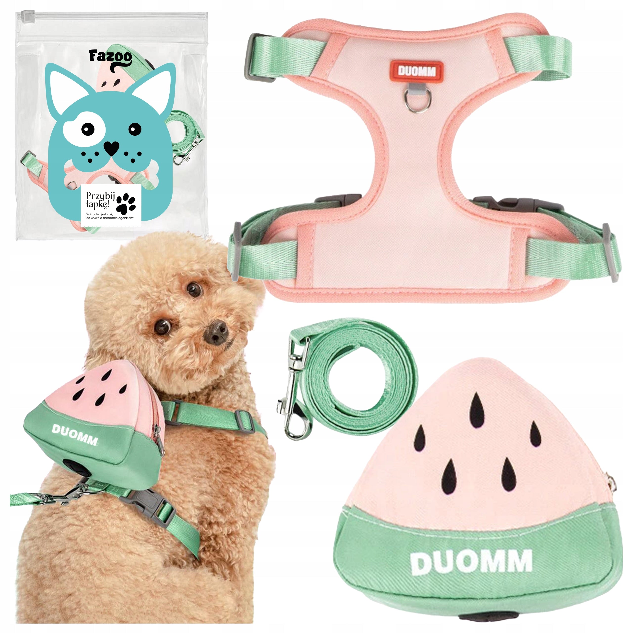 DOG HARNESS Walking Adjustable Pressure-Free With Backpack and Lanyard M