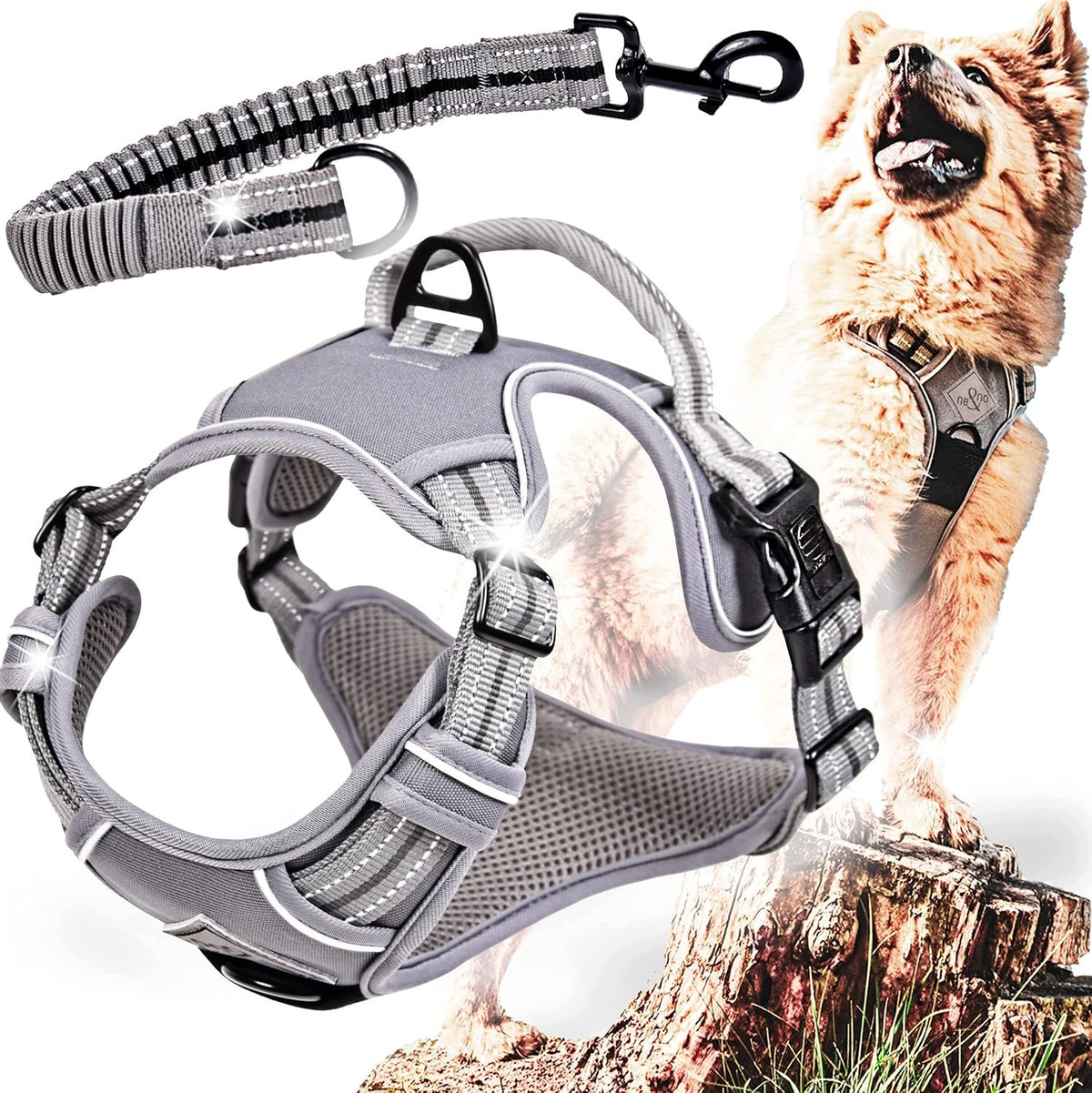 DOG HARNESS XL SHOCK ABSORBERS HEADLIGHTS BREATHABLE