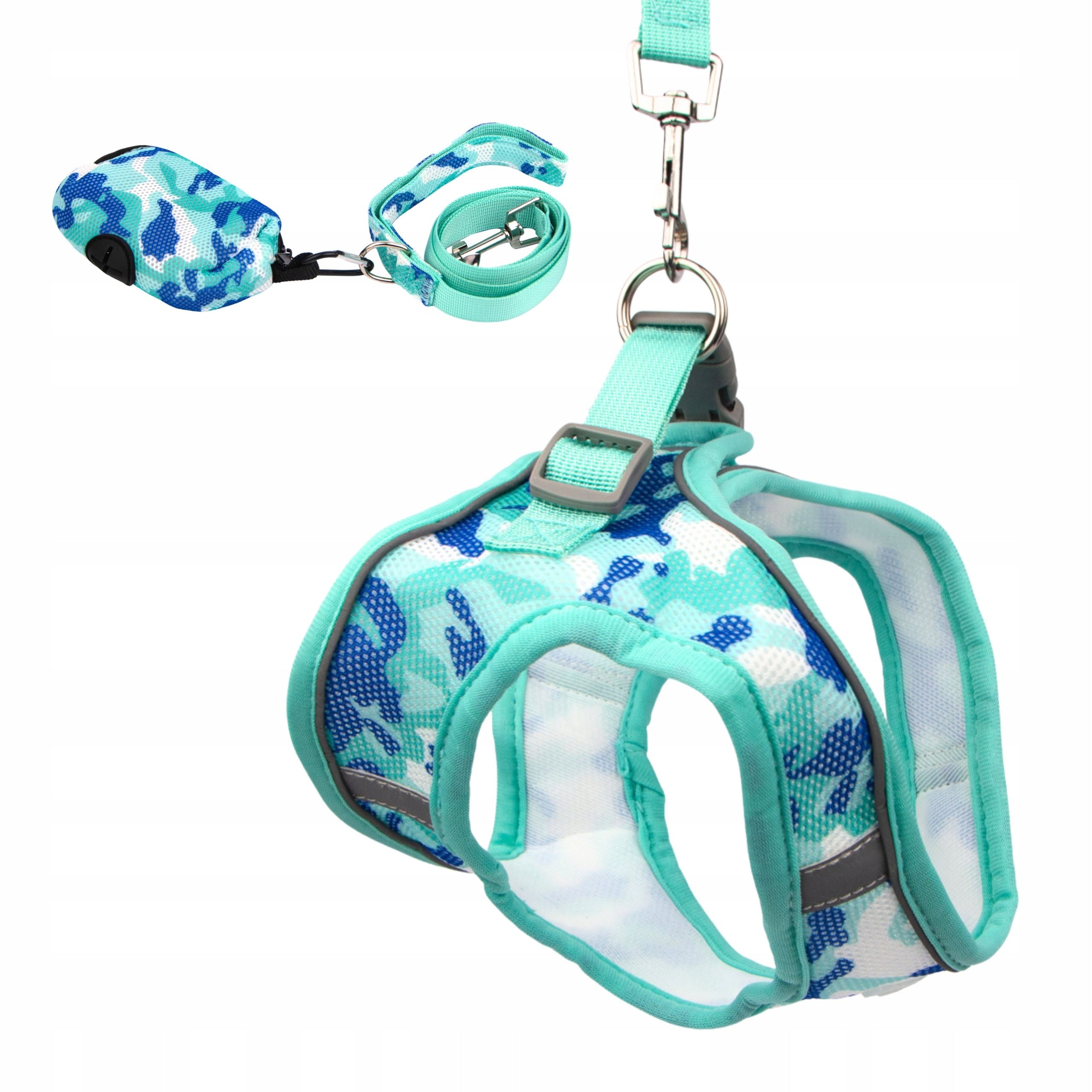 DOG HARNESS strong reflective adjustable pressure-free durable turquoise S Size S