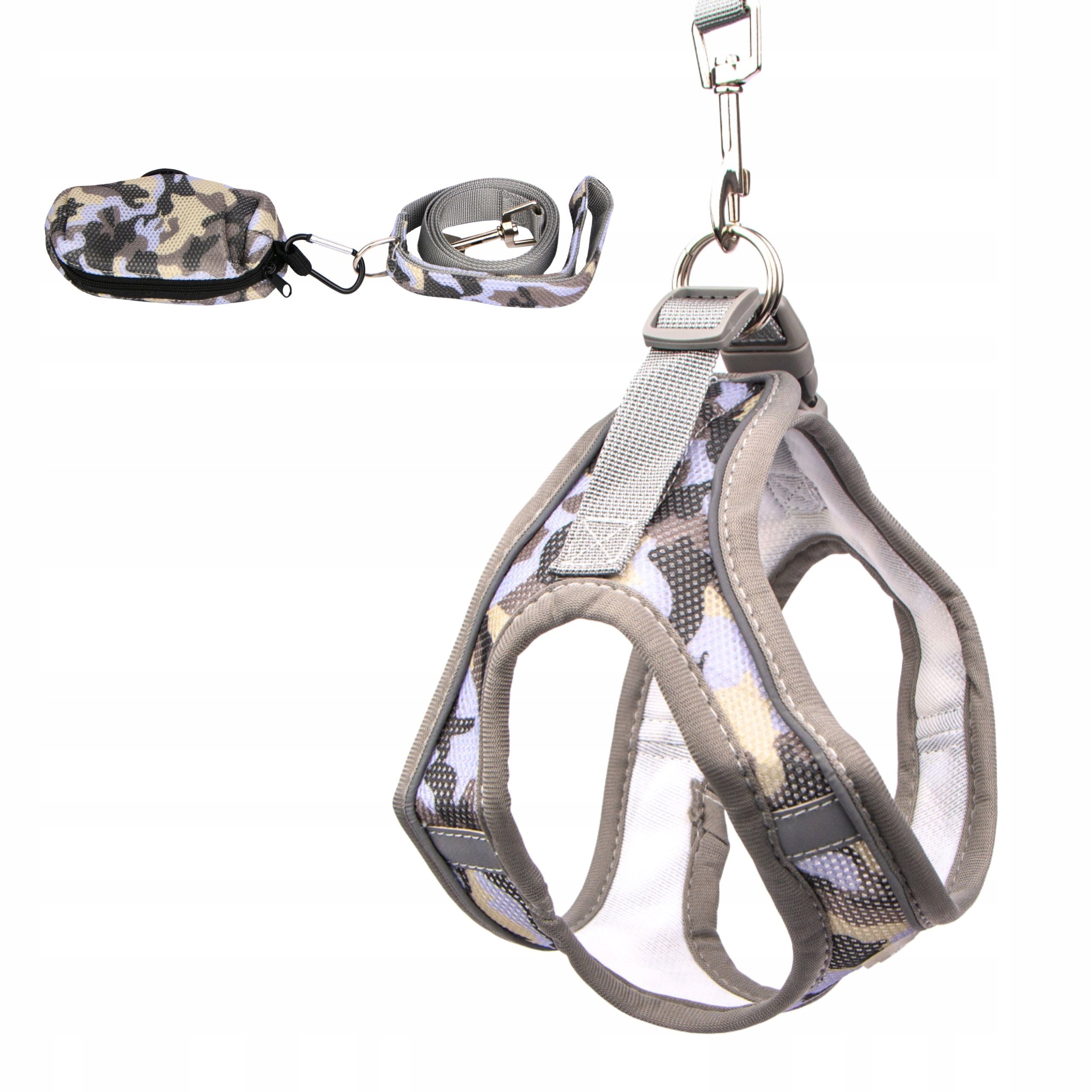 DOG HARNESS strong reflective adjustable pressure-free for summer grey L Trade name spacerowe L DLA PSA Yoka szare średni etui pies Husky Bulldog