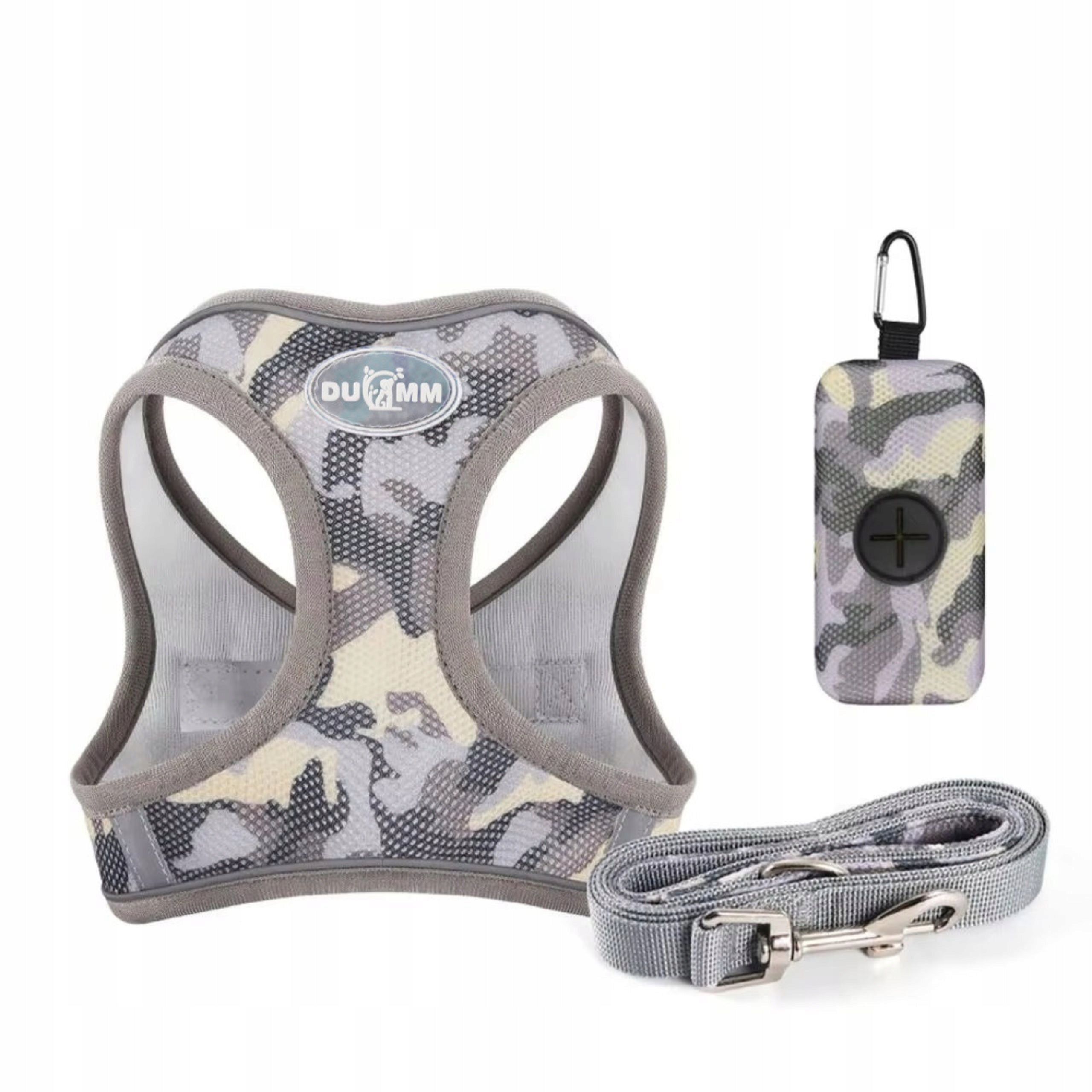 DOG HARNESS strong reflective adjustable pressure-free for summer grey L