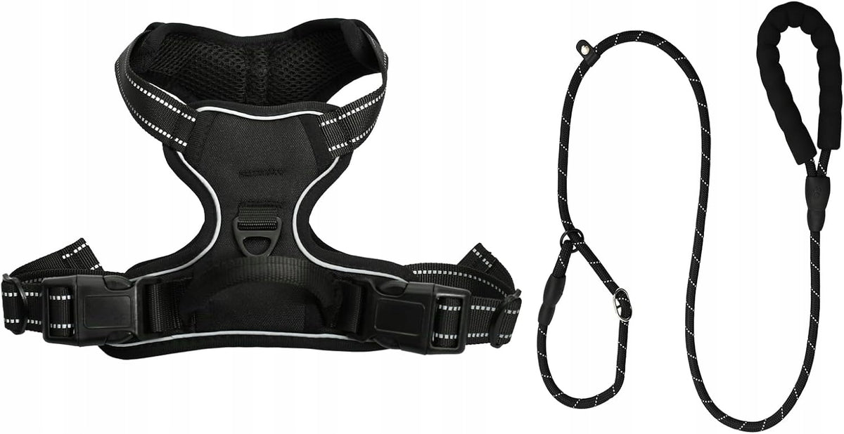 DOG HARNESS with Lanyard Strong Tactical Lanyard 150 cm Black SIZE S