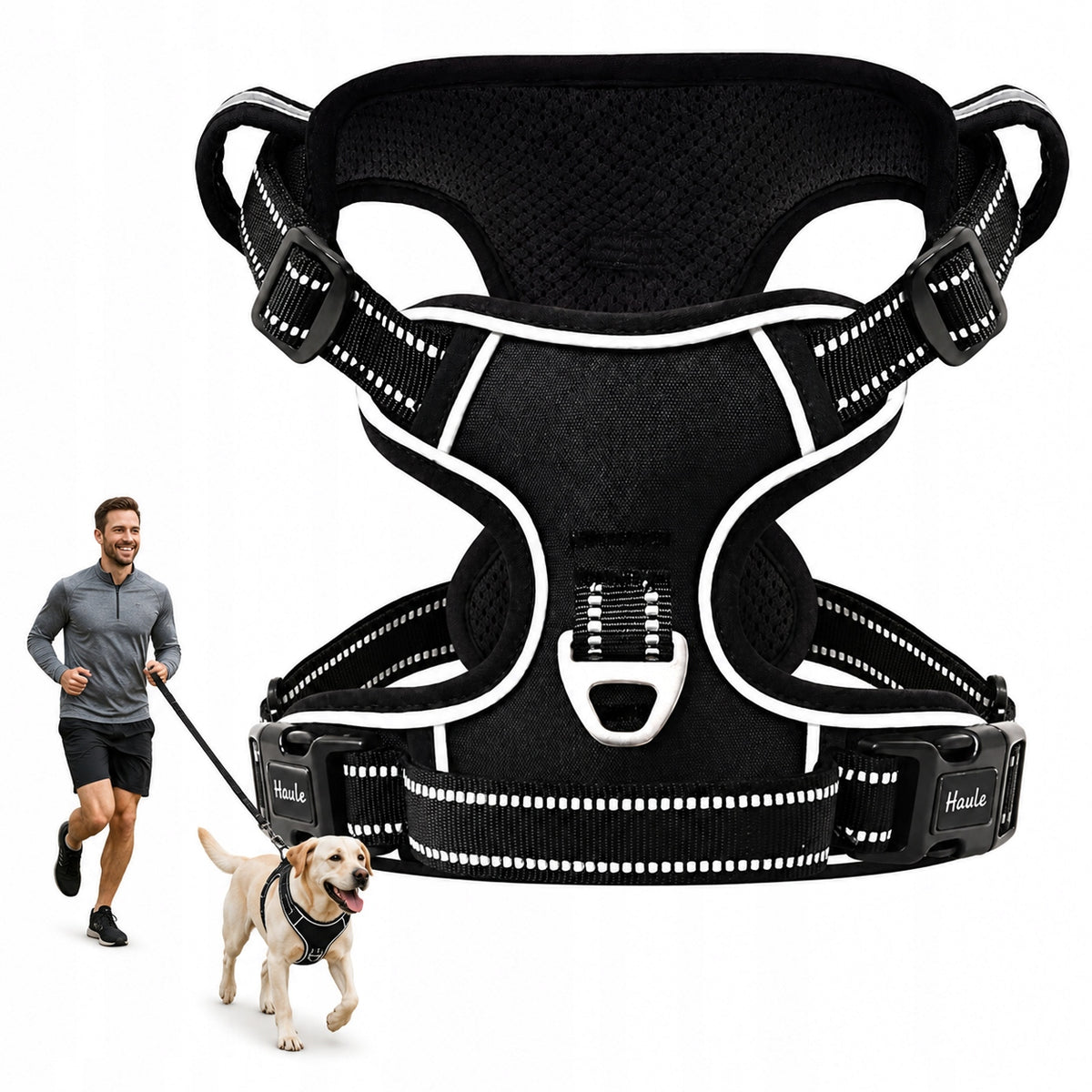 DOG HARNESS with Lanyard Strong Tactical Reflective Lanyard Black XL