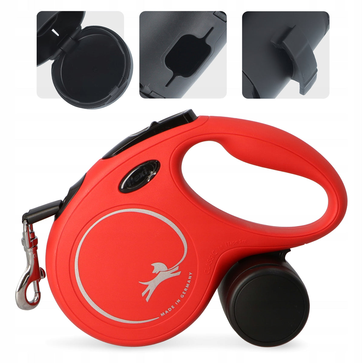DOG LANYARD AUTOMATIC Lock 25kg 5m Tape CONTAINER BAGS Dog Breath 3O Packaging status original